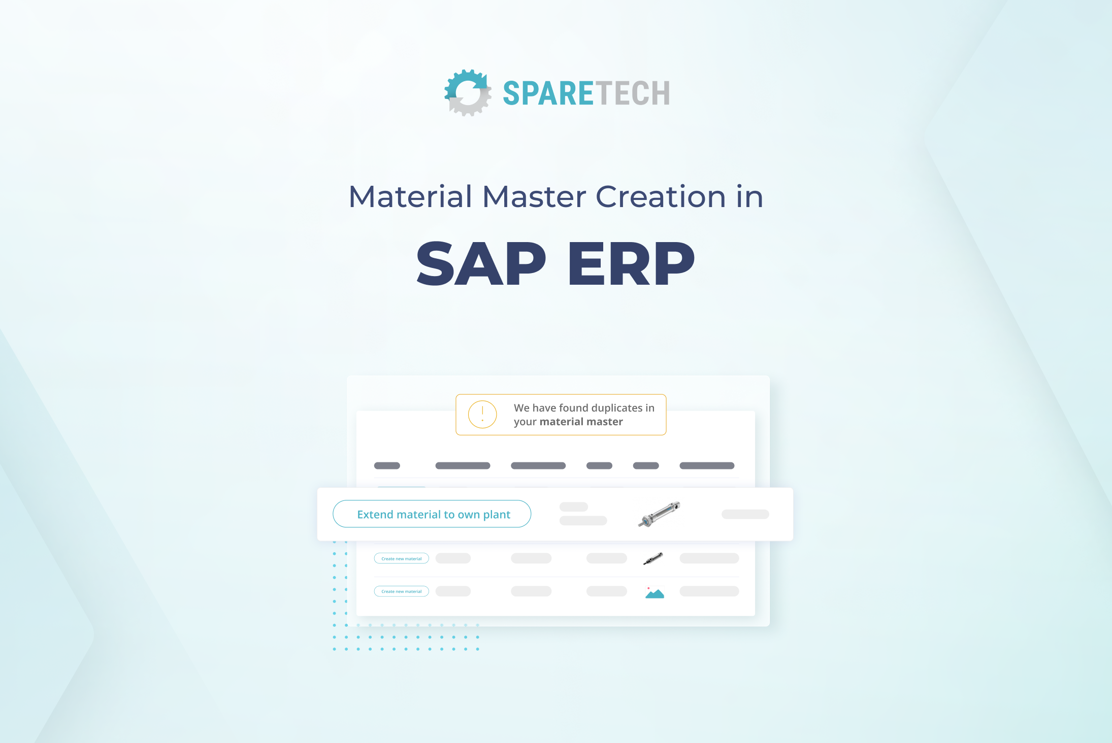 Creating material master data in SAP SPARETECH Blog